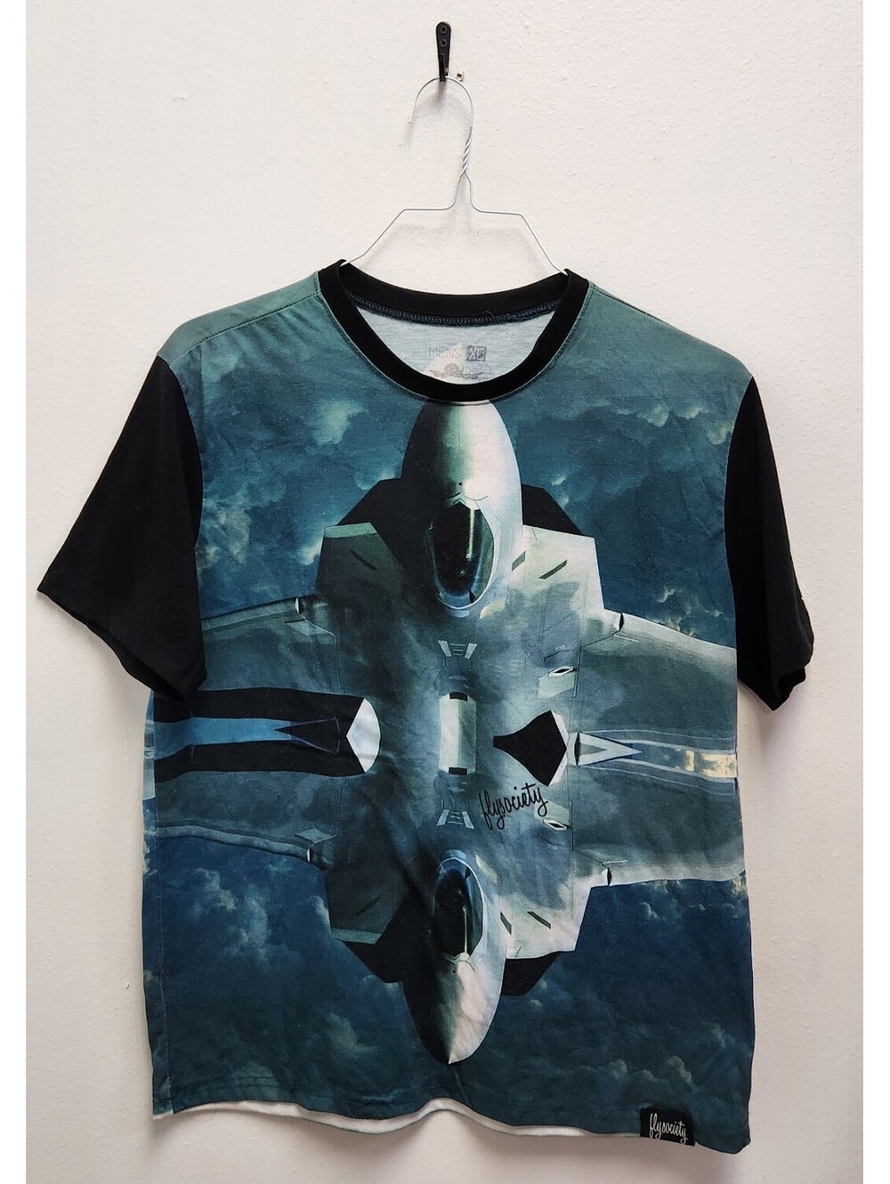 Fly Society Fighter Jet Sublimation Graphic T-Shirt Stealth Pilot Men's XL